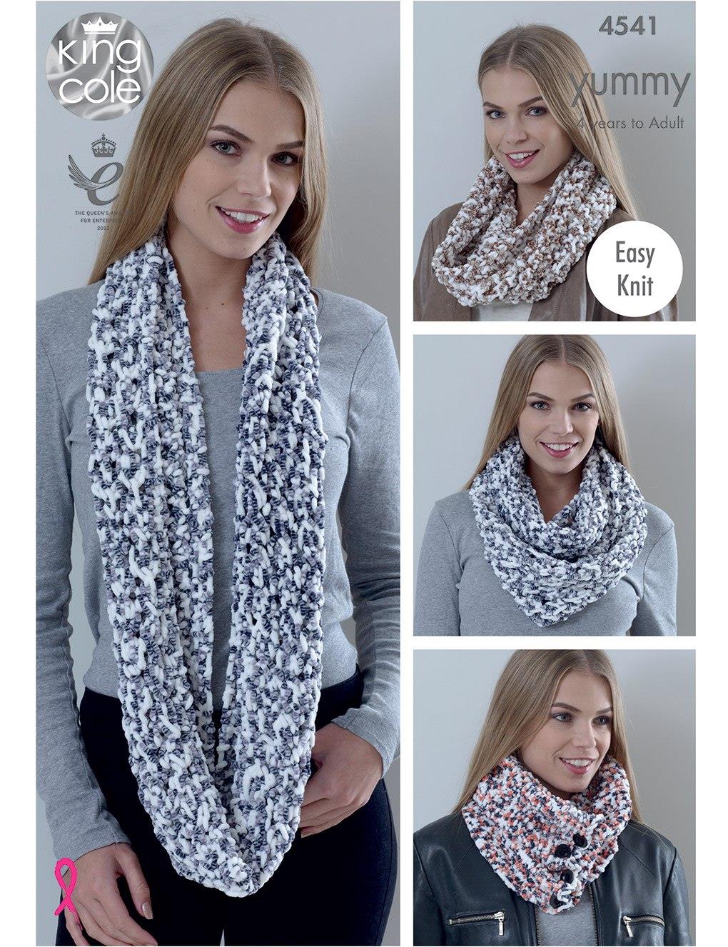 King Cole Yummy knitting pattern (4541) snoods