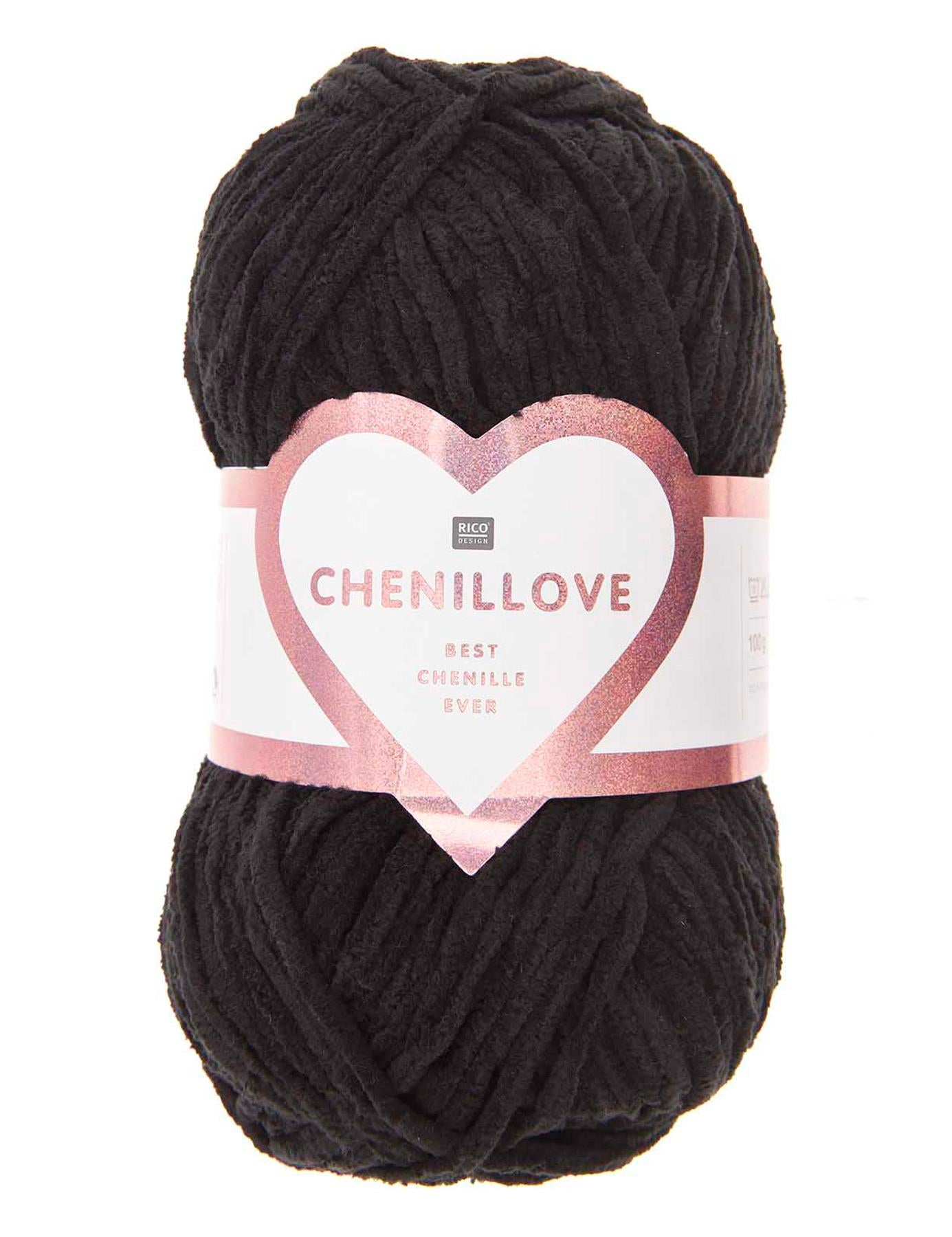 RICO Chenillove Black (014) chenille yarn - 100g