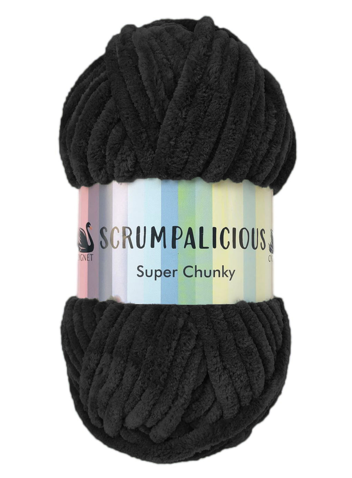 Cygnet Scrumpalicious Jet Black (0440) chenille yarn - 200g