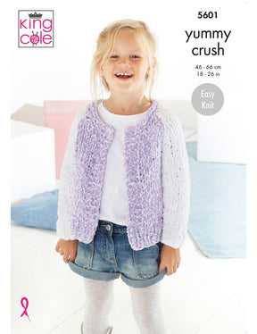 King Cole Yummy Crush knitting pattern (5601) cardigans