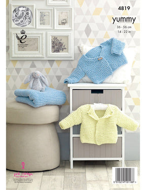 King Cole Yummy knitting pattern (4819) cardigans and blanket