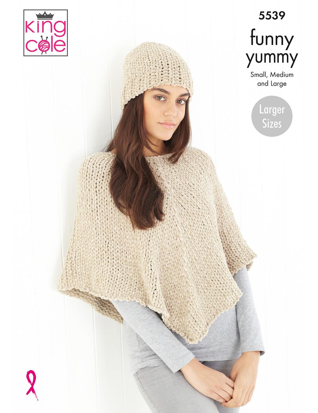 King Cole Funny Yummy knitting pattern (5539) ladies wraps and hats