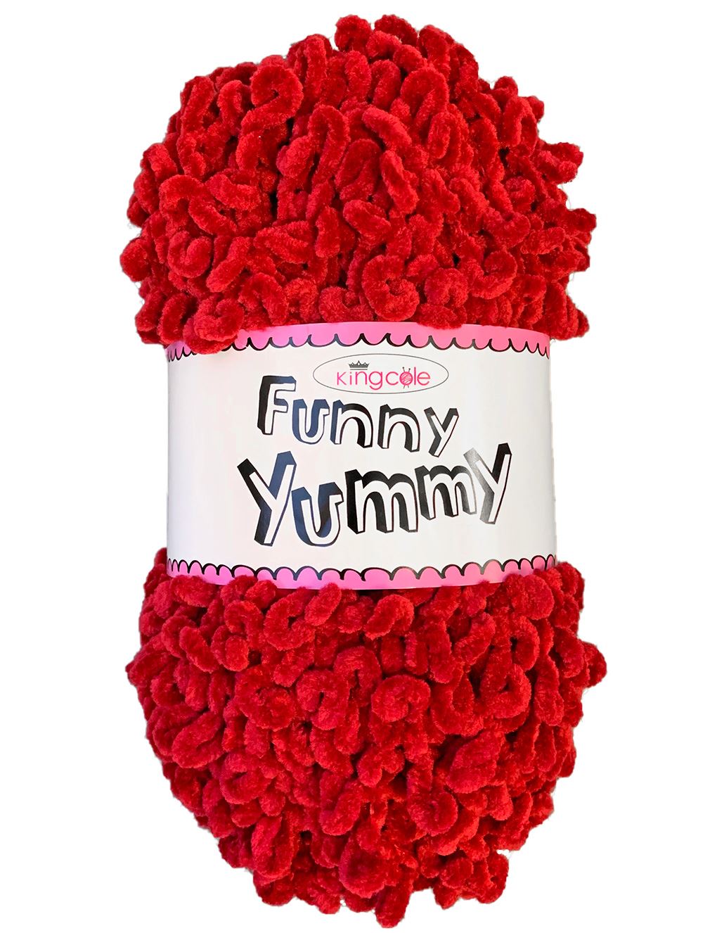 King Cole Funny Yummy Red (4148) chenille yarn - 100g