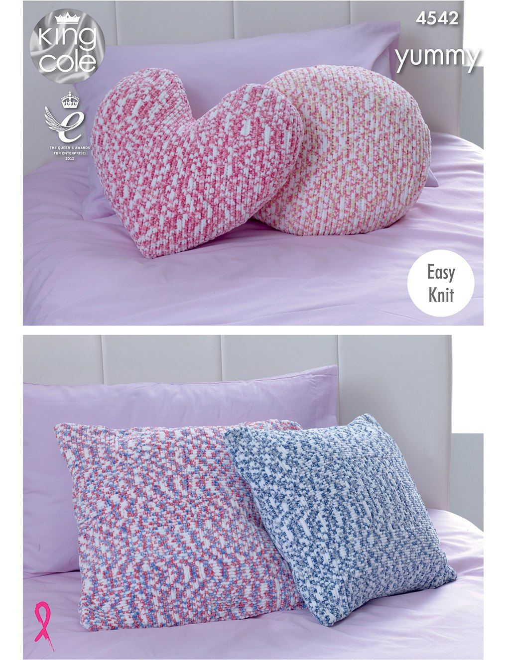 King Cole Yummy knitting pattern (4542) cushions