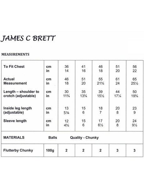 James C Brett Flutterby knitting pattern (JB710) bear and rabbit all-in-one