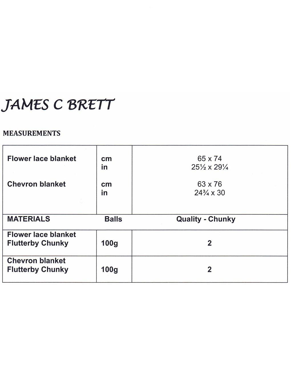 James C Brett Flutterby knitting pattern (JB711) blankets