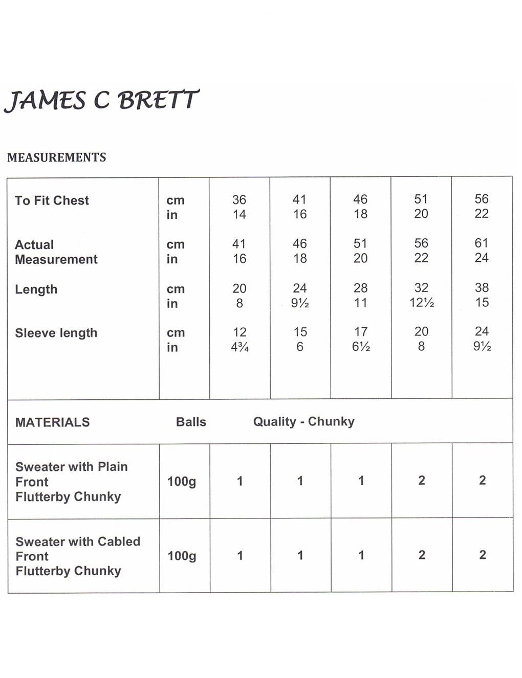James C Brett Flutterby knitting pattern (JB732) sweaters