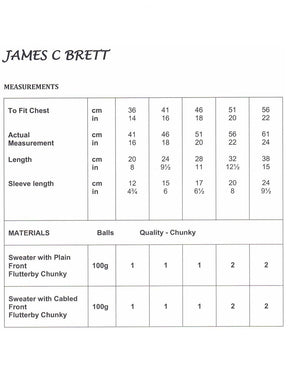 James C Brett Flutterby knitting pattern (JB732) sweaters