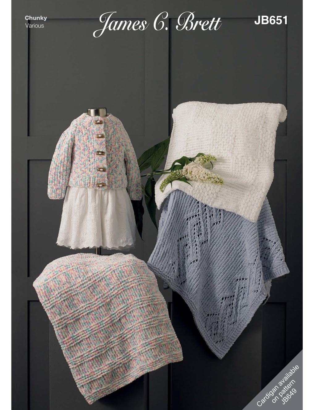 James C Brett Flutterby knitting pattern (JB651) blanket