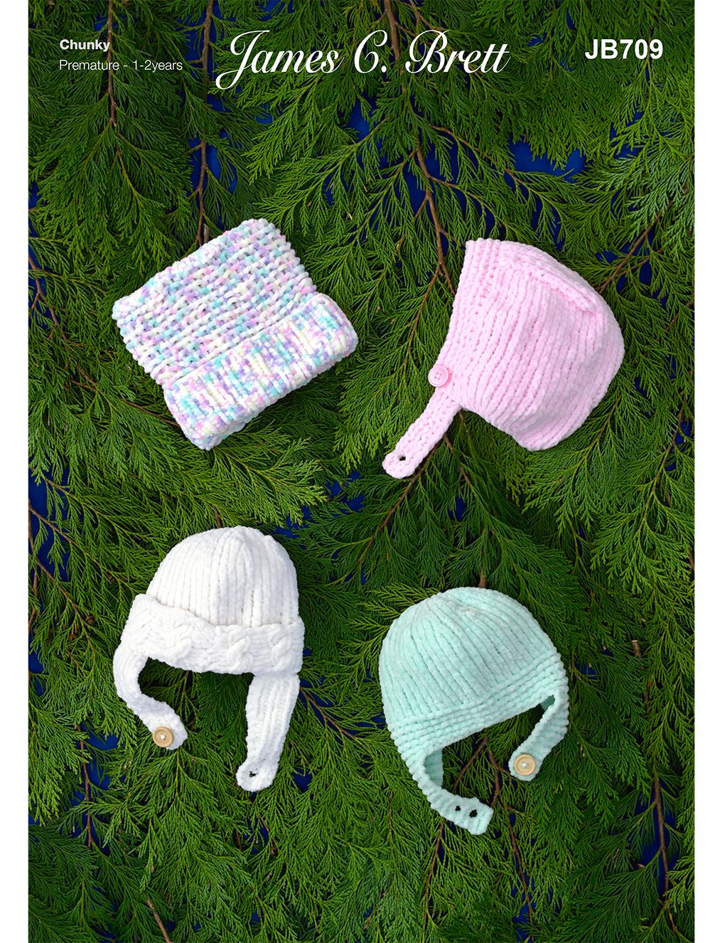 James C Brett Flutterby knitting pattern (JB709) hats