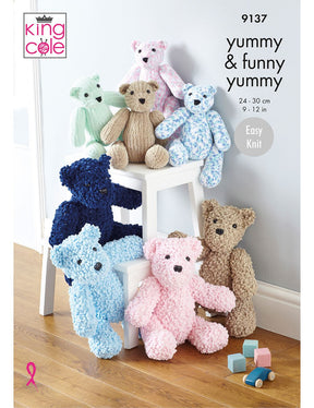 King Cole Funny Yummy & Yummy knitting pattern (9137)  teddies