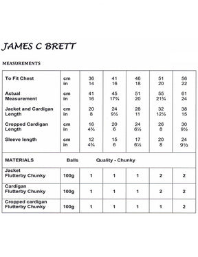 James C Brett Flutterby knitting pattern (JB734) jackets and cardigans