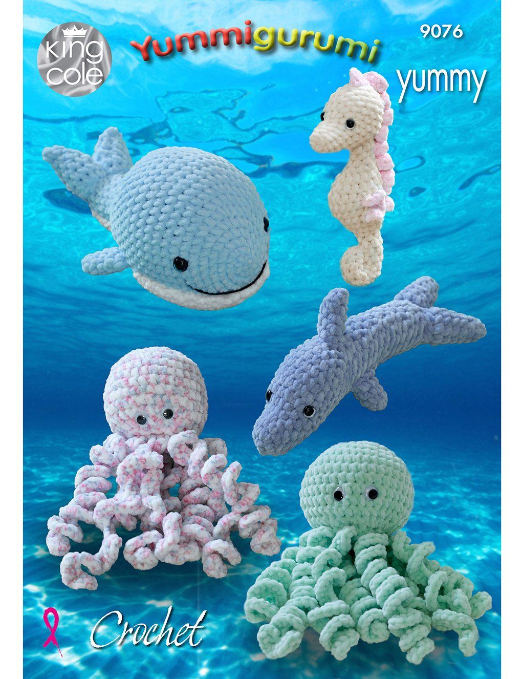King Cole Yummy knitting pattern (9076) octopus, whale, seahorse, dolphin