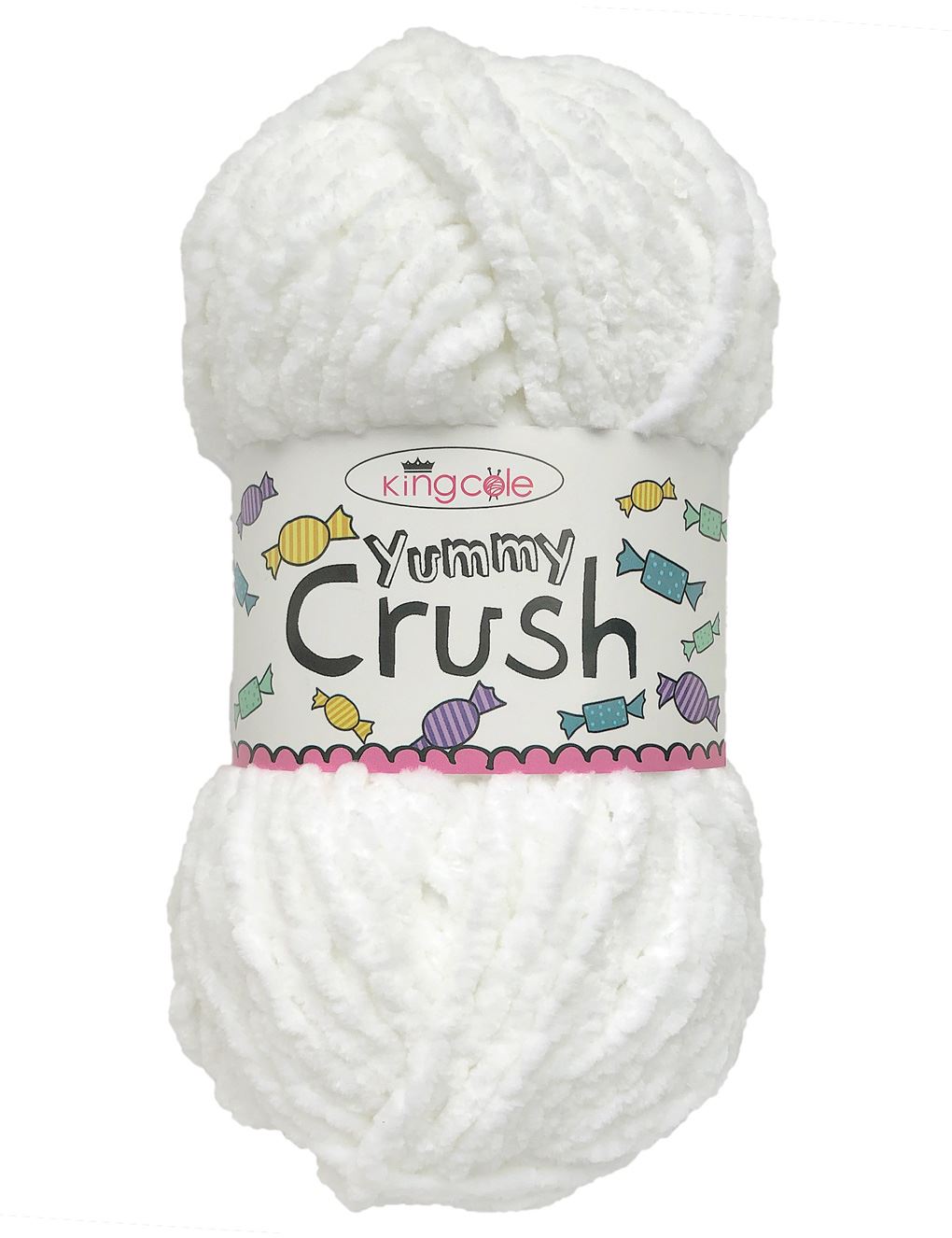 King Cole Yummy Crush White (4585) chenille yarn - 100g