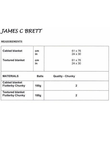 James C Brett Flutterby knitting pattern (JB733) blankets