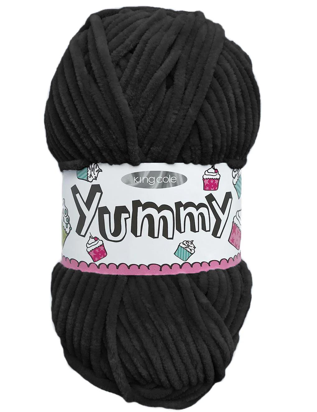 King Cole Yummy Black (4742) chenille yarn - 100g