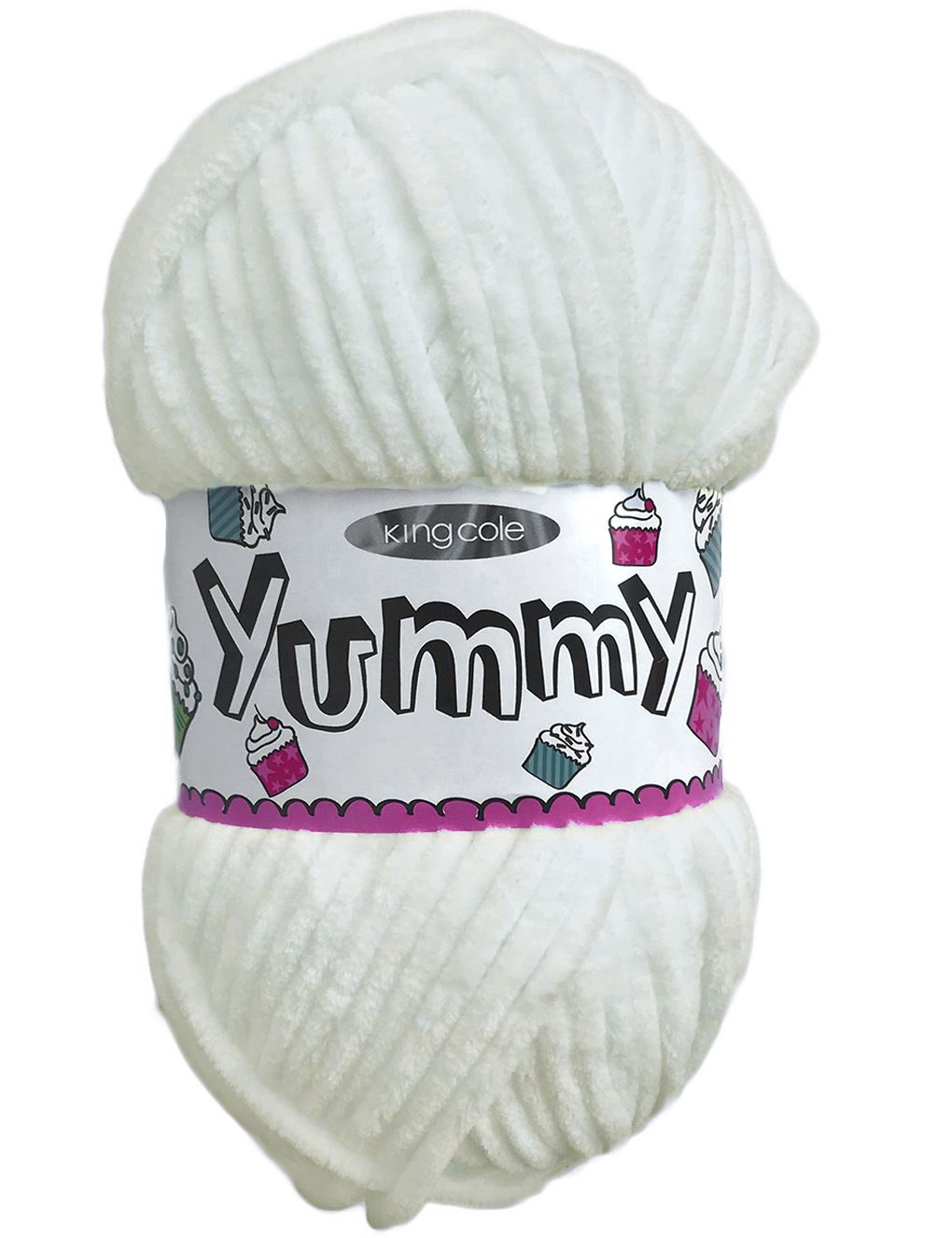 King Cole Yummy White (2209) chenille yarn - 100g